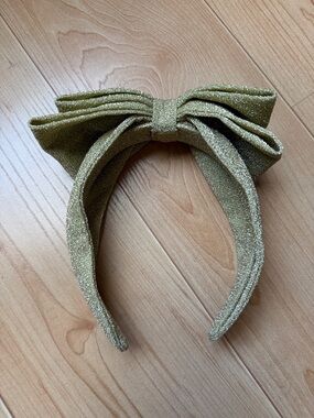 J.Crew Kids Girls' Gold Sparkle Double Bow Fabric Headband NWOT